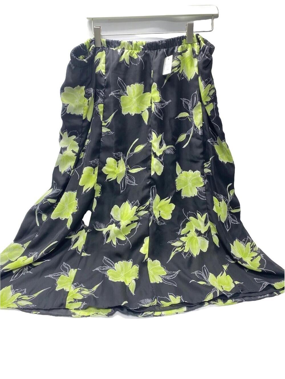 Black and Green Summer Skirt Leaf Nature Tanjay Plus Size 22w Women’s Skirt New